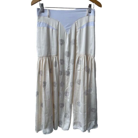 Paco Rabanne Cristals Embelished Satin SilkSkirt Cream SZ S/M ‘READ’